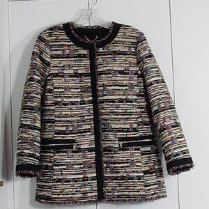 Ann Taylor Suit Blazer Womens Size S Multicolor Front Zipper & Pockets